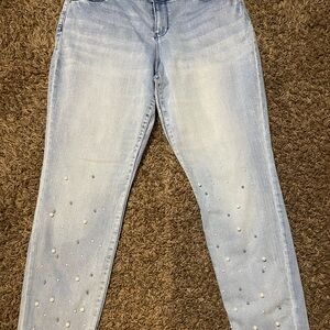 Style & Co. Light Blue Straight Leg Jeans with Pearl Details
